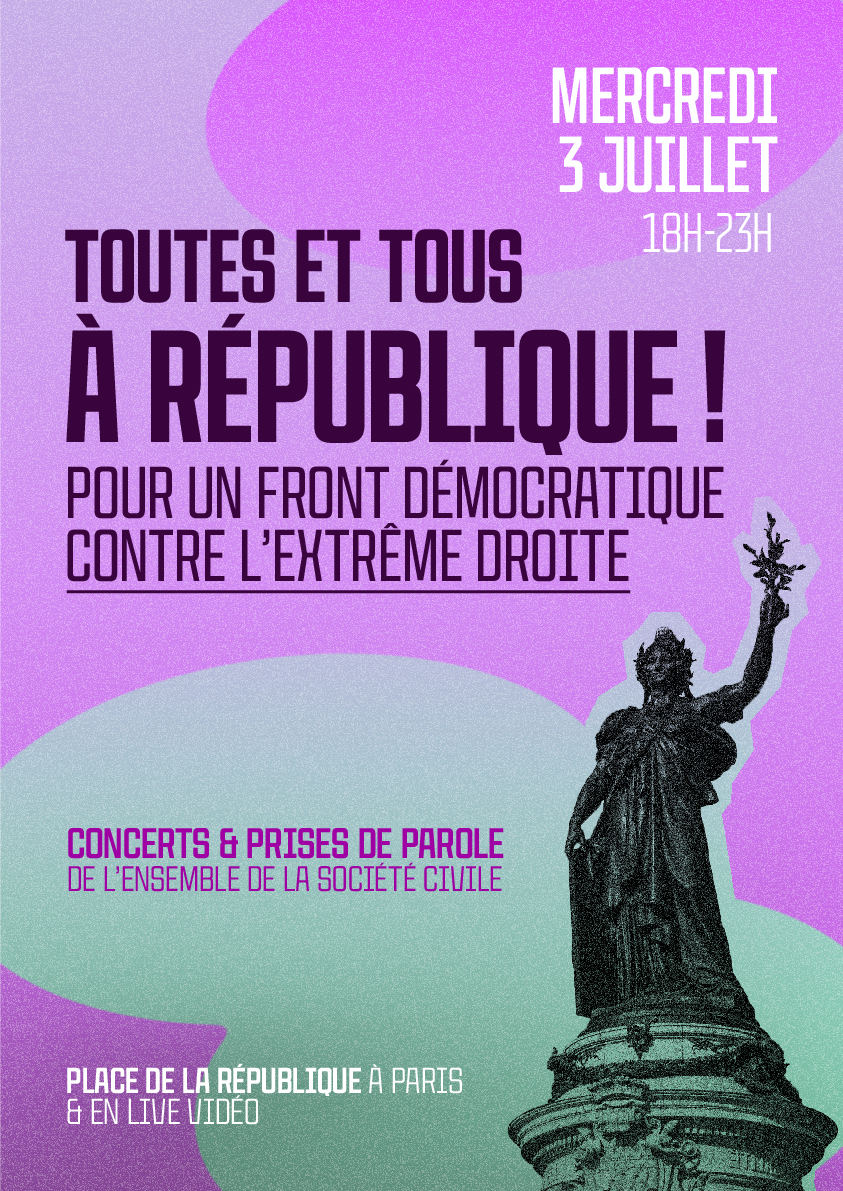 Appel à rassemblement : "Pour un Front démocratique contre l’extrême-droite !"