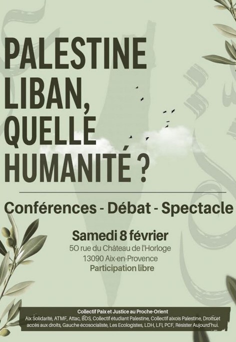 Conférences-débat-spectacle : "Palestine, Liban, quelle humanité ?"